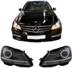 Μπροστινά Φανάρια Set Mercedes-benz C-class W204 11-14 Drl & Led Φλας Μαύρα H7 Μοτέρ Μπροστινά Φανάρια Set Mercedes-benz C-class W204 11-14 Drl & Led Φλας Μαύρα H7 Μοτέρ