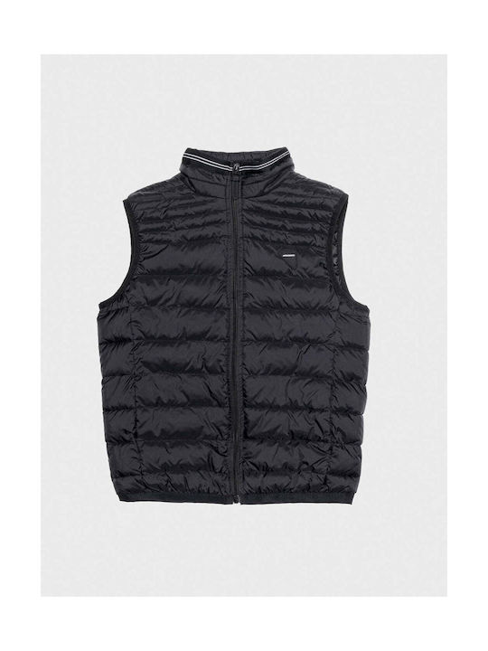 Antony Morato Boys Quilted Coat Black Sleeveless with Lining & Ηood