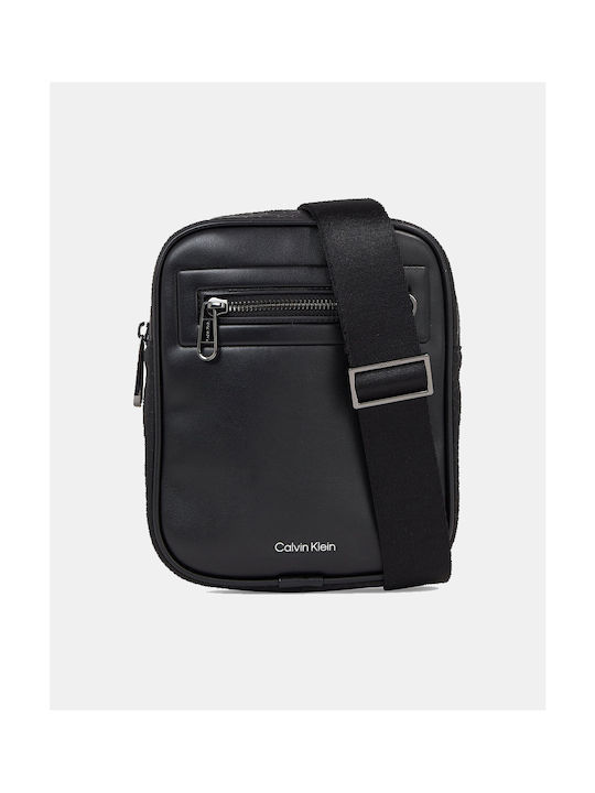 Calvin Klein Fabric Shoulder / Crossbody Bag Reporter S with Zipper & Adjustable Strap Black 15x7x18cm