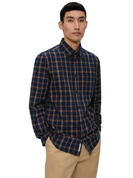 Red Label Langärmlig Baumwolle Hemd Geprüft Marineblau