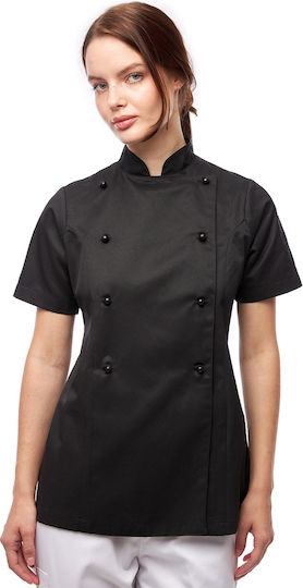 strongAnt Coat Chef 100% Cotton made Female Black with Short Sleeve