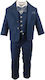 Designer's Cat Boys Baptism Suit with Vest 7pcs Navy Blue