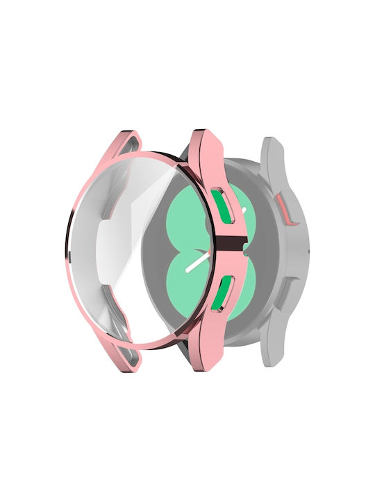 Protection Silicone Case with Glass in Pink color for Huawei Watch 4Galaxy Watch 4 44mm