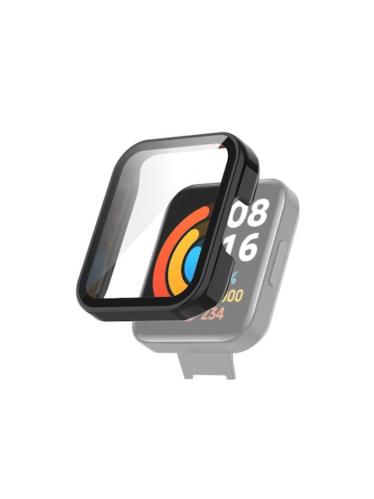 Schutz Plastikhülle mit Glas in Schwarz Farbe für Redmi Watch 2 Lite