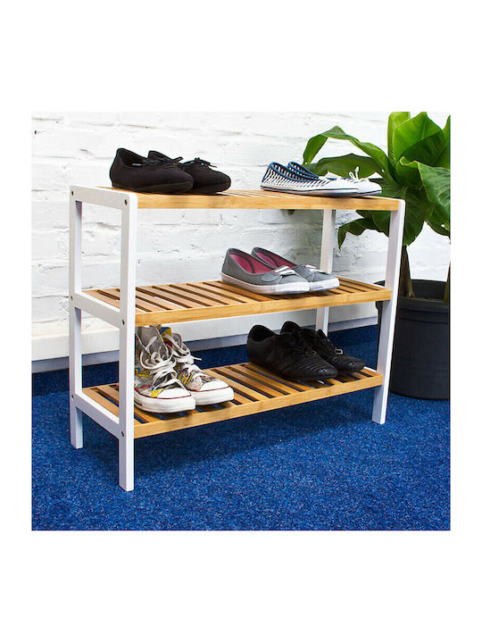Schuhschrank aus Bambus mit 3 Regalen Blau L70xW24.5xH54.5cm