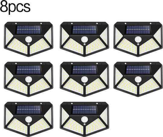 Set of 8 Wall Solar Lights 7W 7200lm with Motion Sensor