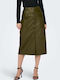 Only Leather High Waist Midi Skirt in Green color