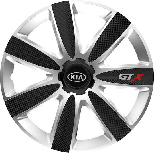 Versaco Car Hubcap Set Gtx with Kia Emblem 14" 4pcs Silver