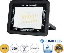 GloboStar Atlas Στεγανός Προβολέας LED 50W Θερμό Λευκό 2700K IP67