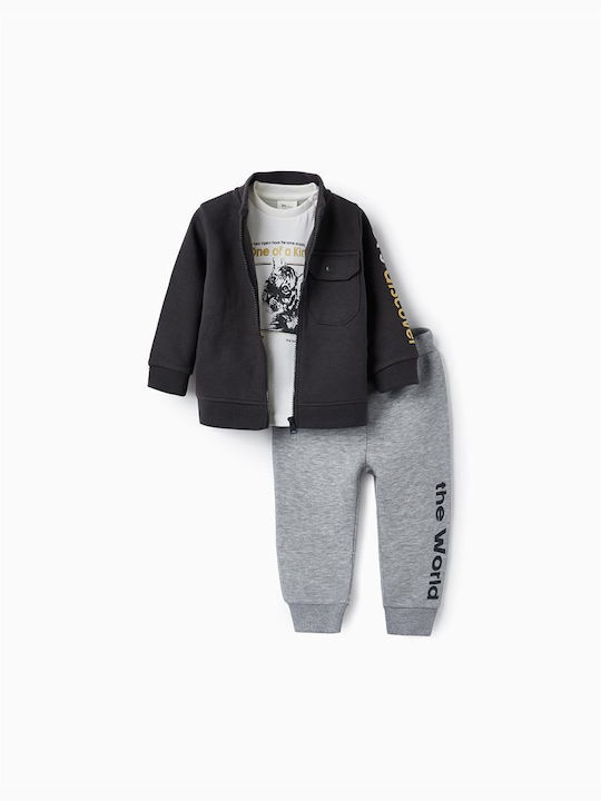 Zippy Kids Sweatpants Set Gray 3pcs