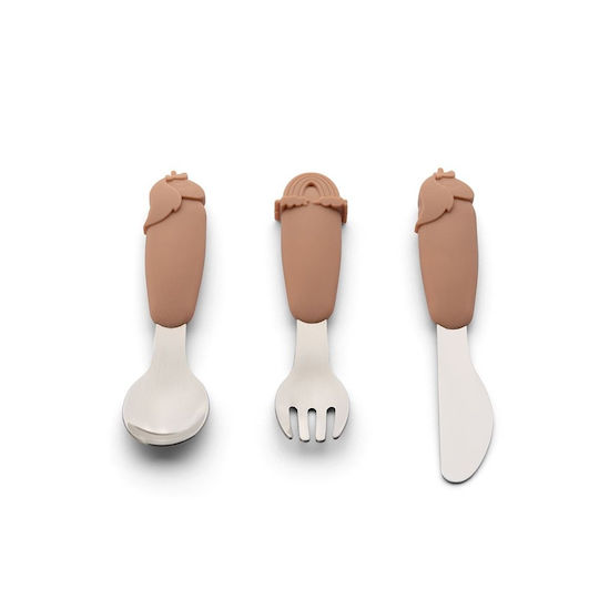 Citron Baby Cutlery Set made of Silicone for 18+ months Silver 3pcs