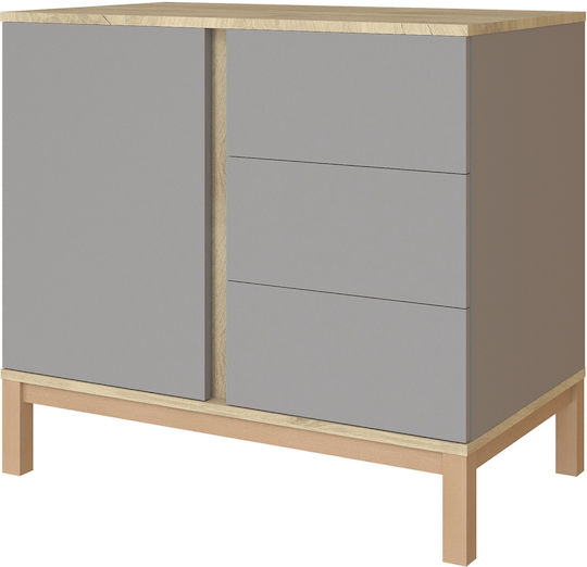 Бебешка гардероб с 3 чекмеджета Сив 96x58x88см