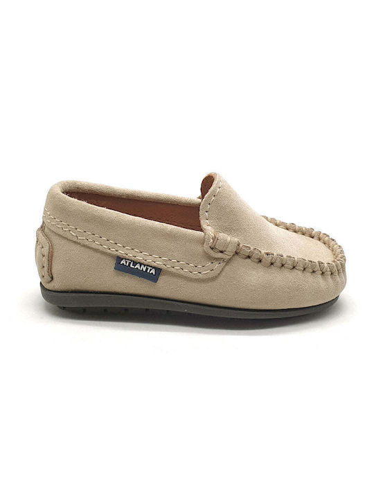 Atlanta Boys Suede Slip-On Moccasins Beige