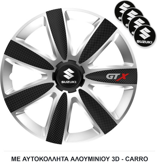 Versaco Car Hubcap Set Gtx with Suzuki Emblem 14" 4pcs Black