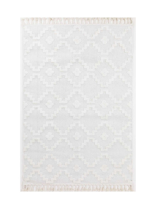 Ezzo Perla D059a1a Rug Fireplace Rectangular with Fringes Cream