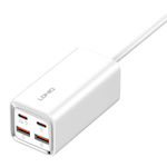 Ldnio Ladestation mit 2 USB-A Anschlüsse und 2 USB-C Anschlüsse 65W Stromlieferung / Schnell-Ladung 4+ in Weiß Farbe (A4610C)