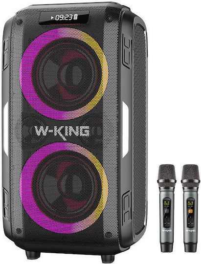 W-King Karaoke Speaker with Wireless Microphones and Lighting Effects T9 Pro Black