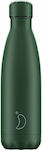 Chilly's All Matte Bottle Thermos Stainless Steel BPA Free All Matte Green 500ml