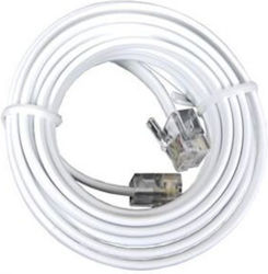 Round Telephone Cable RJ9 15m White (500-944)