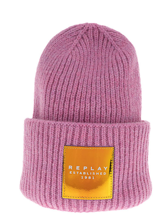 Replay Beanie Frauen Beanie Gestrickt in Fuchsie Farbe