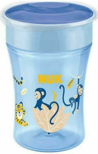 Nuk Baby Cup with Handles and Straw Cup Evolution Magic made of Silicone Blue Monkeys 230ml for 8m+m+ 10.751.312