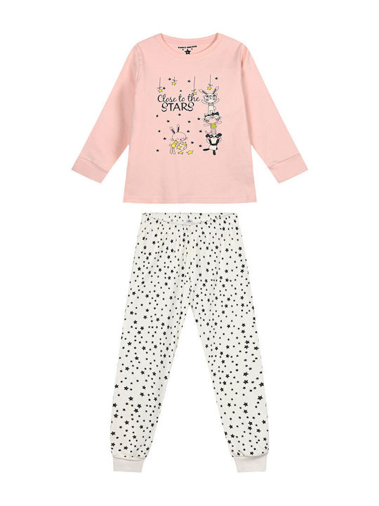 Energiers Set Top & Bottom Kids Winter Cotton Pyjamas Ecru