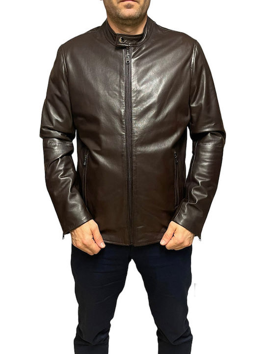 Leather Jacket Biker Brown