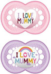 Mam Orthodontic Pacifiers Silicone I Love Mummy Pink/Purple for 6-16 months 2pcs