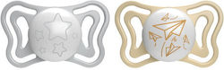 Chicco Pacifiers Silicone Physio Light Grey - Yellow for 6-16 months 2pcs