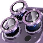Glitter Diamond Metal Προστασία Κάμερας Tempered Glass Purple για το iPhone 14 Pro / 14 Pro Max