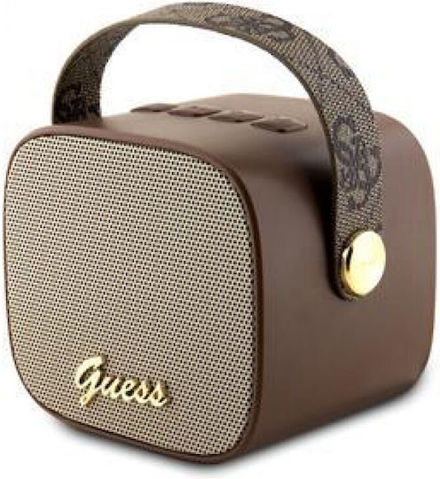 Guess 4G Leather Script Logo Bluetooth Speaker 5W with Battery Life up to 2 hours coffee