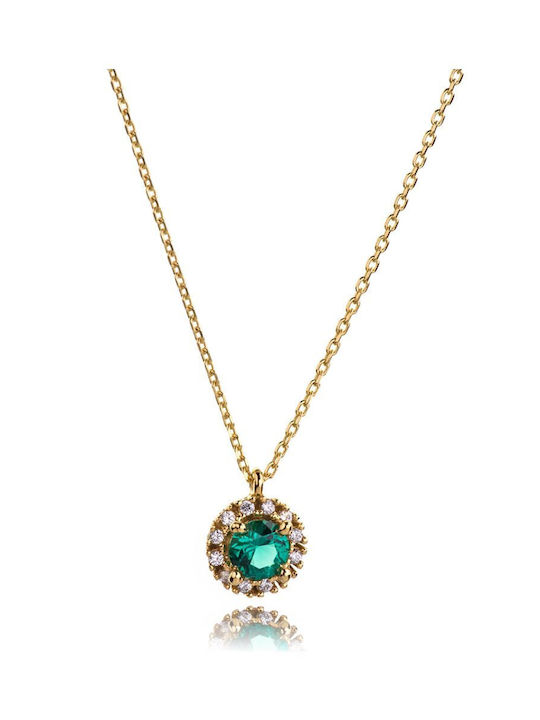 Paraxenies Necklace Rosette from Gold Plated Silver with Zircon