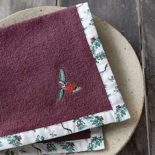 Nima Cranberry Love Towel from 100% Cotton in Red Color 40x40cm