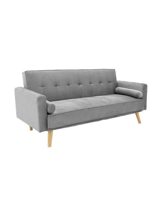 Success Three-Seater Velvet Sofa Bed Gray 190x80cm