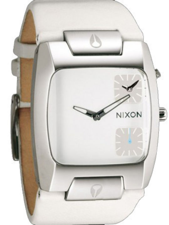 Nixon Men's Watch 41mm Battery with White Leather Strap