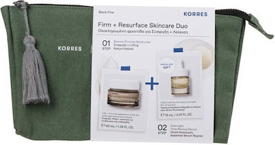 Korres Black Pine Hautpflegeset für Festigung mit Serum & Gesichtscreme 40ml