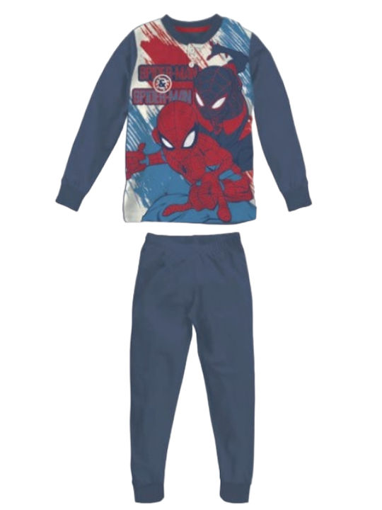 Marvel Kinder Schlafanzug Winterlich Blau Spiderman