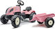 Tractor pentru copii Country Star De la picior la podea cu caruta si pedala Roz