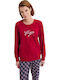 Vamp Winter Damen Pyjama-Set Rot