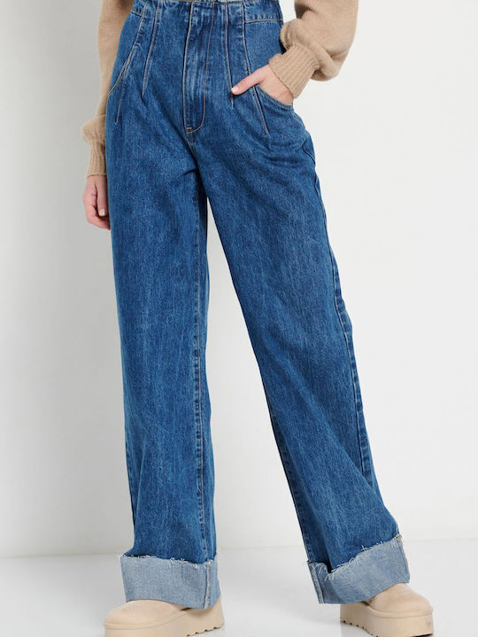 High Waist Women's Jeans Pants in Relaxed Fit FBL008-165-02 Blue