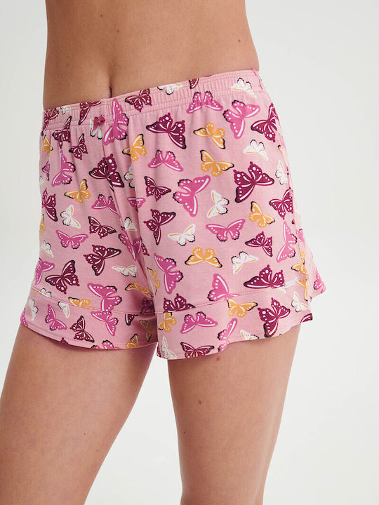 Vamp Sommer Damen Pyjama-Shorts Rosa