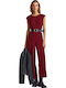Fiska Women's Sleeveless One-piece Suit Burgundy
