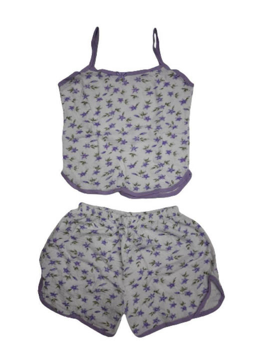 Tres Chic Sommer Damen Pyjama-Set Lila