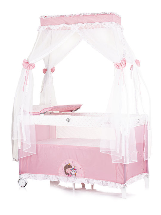 Chipolino Laufstall 2 Ebenen mit Wickeltisch & Matratze Rosa