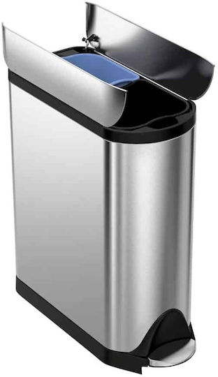 Simplehuman Κάδος Απορριμμάτων από Ανοξείδωτο Ατσάλι με Πεντάλ Ασημί 26.4x59.2x66cm