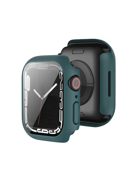 Hard Frame Пластмасов Калъф със Стъкло в Зелен цвят за Apple Watch 41 мм