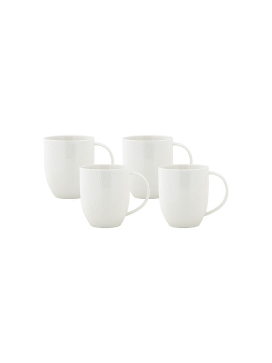 Maxwell & Williams Coupe Cană din Porțelan Albă 420ml 4buc