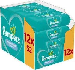 Pampers Fresh Clean Baby Wipes 12x52pcs