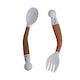 Bo Jungle Baby Set with Fork made of Plastic for 4+ months Orange 2pcs
