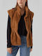 Vero Moda Women's Sleeveless Short Fur Brown